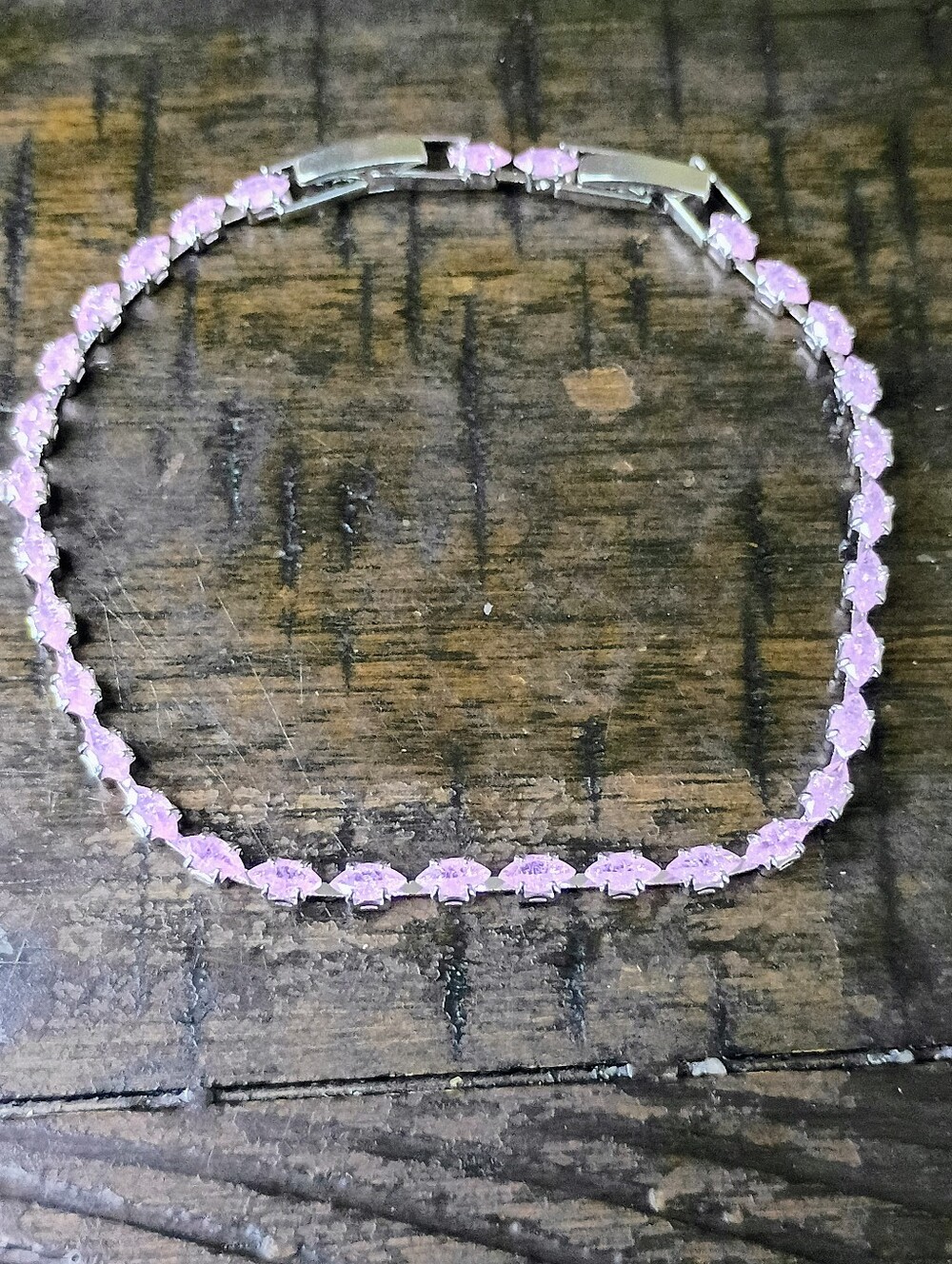 New White Gold Plated Pink CZ Stones Tennis Bracelet - Women's Jewelry